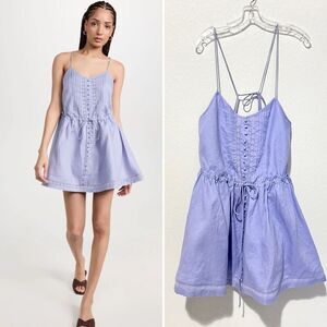 NWT Joslin Harriet Linen Mini Dress 6 Beachy Boho Cottage Pastel Fairy $400 MSRP